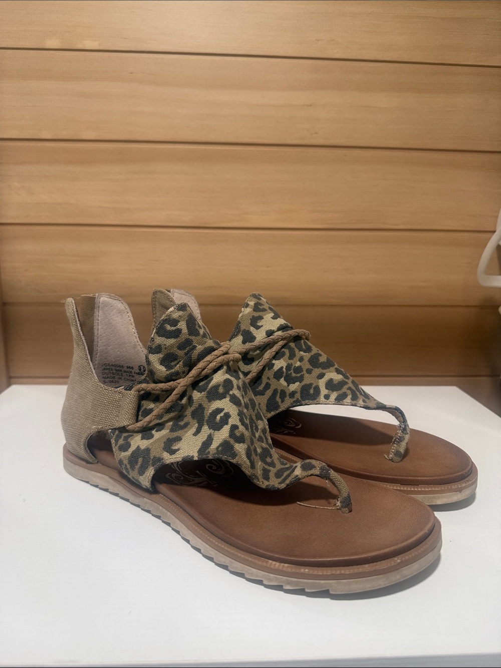 Very G Leopard Print Rope Gladiator Sandals - Brown/Tan